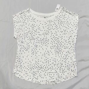 GAP White Tee with Deep Navy/Black Dots-Large